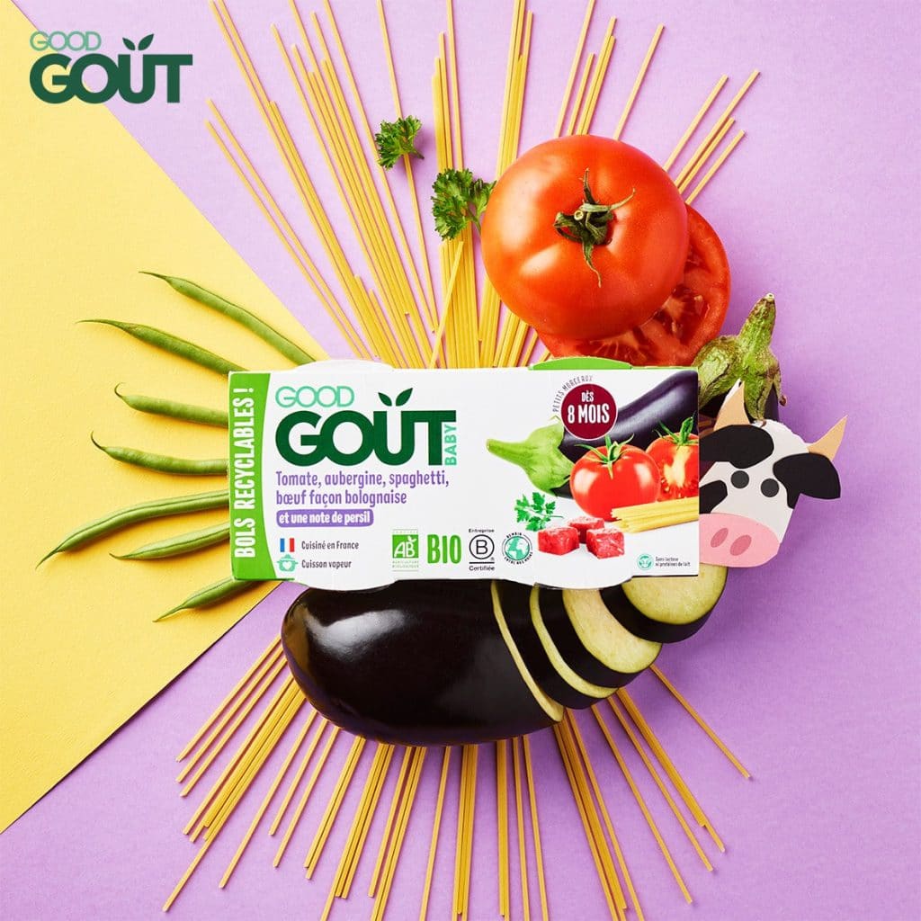 Good Gout :Tomate, aubergine, spaghetti, bœuf façon bolognaise
