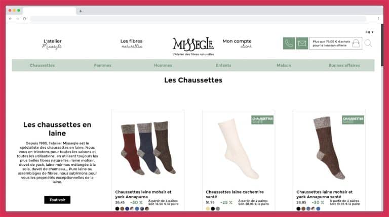 Chaussettes hautes laine mérinos - Missegle : Fabricant français